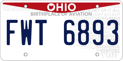 OH license plate FWT6893