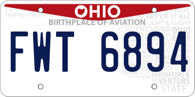 OH license plate FWT6894