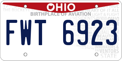 OH license plate FWT6923