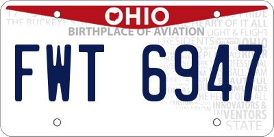 OH license plate FWT6947