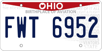 OH license plate FWT6952