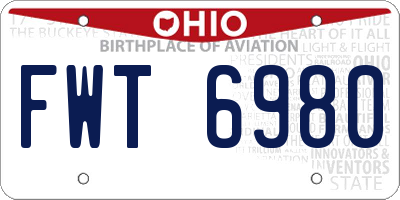 OH license plate FWT6980