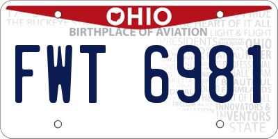 OH license plate FWT6981