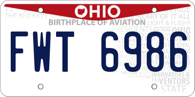 OH license plate FWT6986