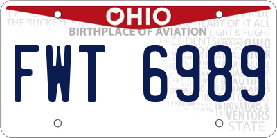 OH license plate FWT6989