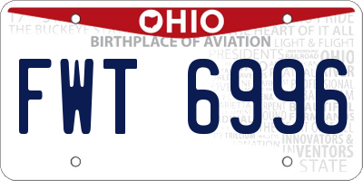 OH license plate FWT6996