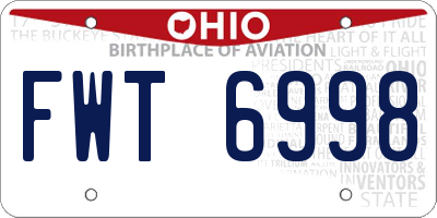 OH license plate FWT6998