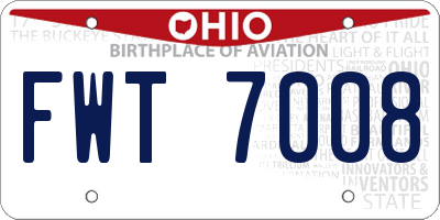 OH license plate FWT7008