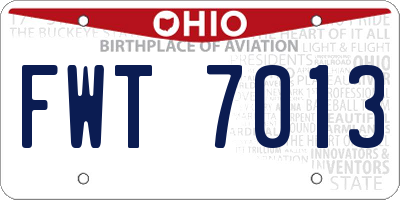 OH license plate FWT7013