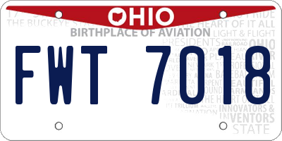 OH license plate FWT7018