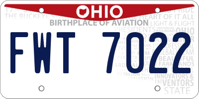 OH license plate FWT7022