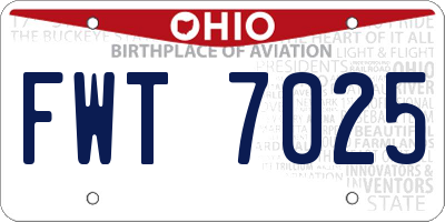 OH license plate FWT7025