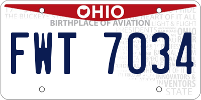 OH license plate FWT7034