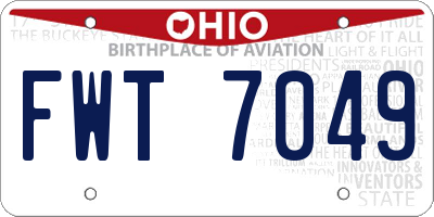 OH license plate FWT7049