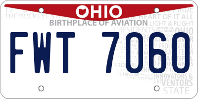 OH license plate FWT7060