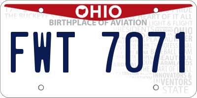 OH license plate FWT7071