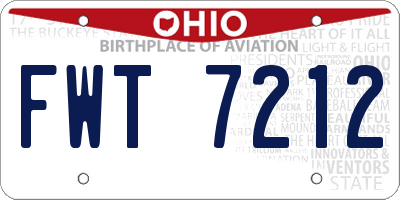 OH license plate FWT7212