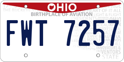 OH license plate FWT7257