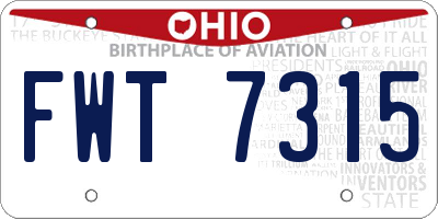 OH license plate FWT7315