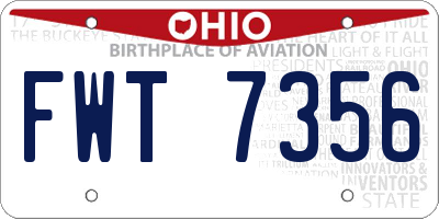 OH license plate FWT7356