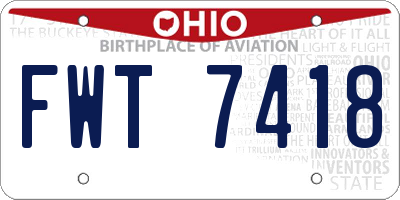 OH license plate FWT7418