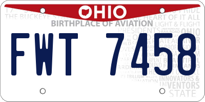 OH license plate FWT7458