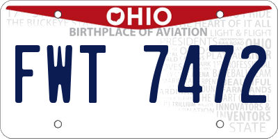 OH license plate FWT7472