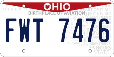 OH license plate FWT7476