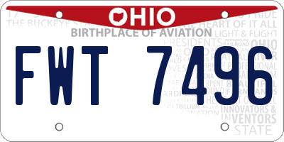 OH license plate FWT7496