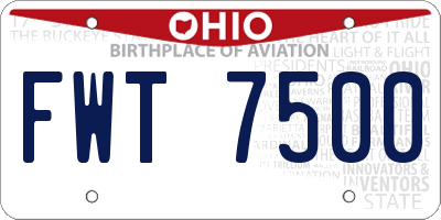 OH license plate FWT7500