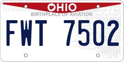 OH license plate FWT7502