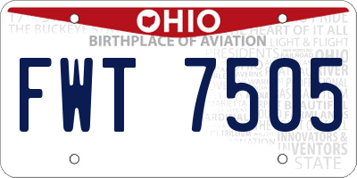 OH license plate FWT7505