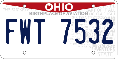 OH license plate FWT7532