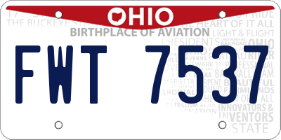 OH license plate FWT7537