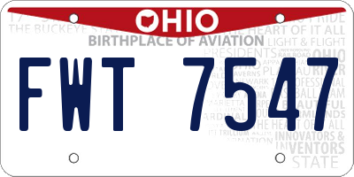 OH license plate FWT7547