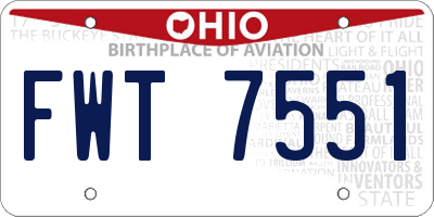 OH license plate FWT7551