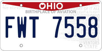 OH license plate FWT7558