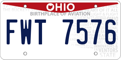 OH license plate FWT7576