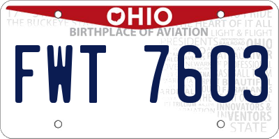 OH license plate FWT7603