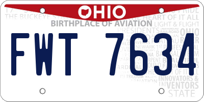 OH license plate FWT7634