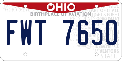 OH license plate FWT7650