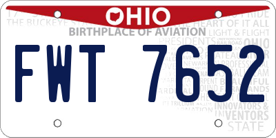 OH license plate FWT7652