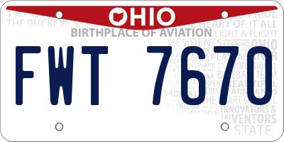 OH license plate FWT7670