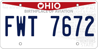 OH license plate FWT7672