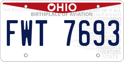 OH license plate FWT7693