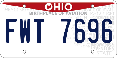 OH license plate FWT7696