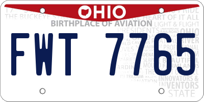 OH license plate FWT7765