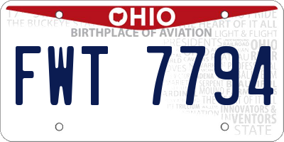 OH license plate FWT7794