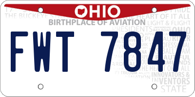 OH license plate FWT7847