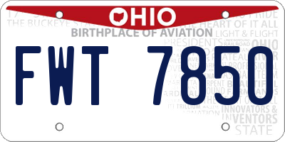OH license plate FWT7850